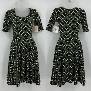 LuLaRoe | Sz XXS/XS Green Nicole Ringer T-shirt Dress All over print